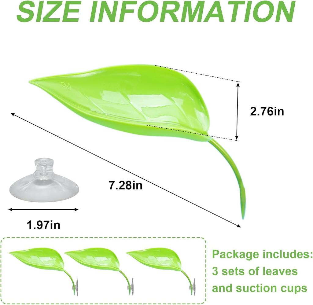 Climbing Pet Suspended Nest Lizard Hideout Simulating Plant Leaves Reptile Habitat Basking Area Resting Terrace with Suction Cup