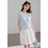 VICTORIA&VERA Faux Two-Piece Knit Top with Bow Detail