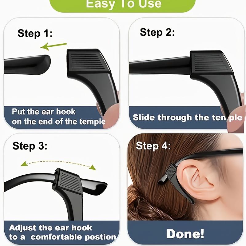 4 шт./компл. Противоскользящие чехлы для очков - ПВХ заушники, Силиконовые упоры для ушей, Эластичные заушные зажимы - Чехлы для дужек оправы очков