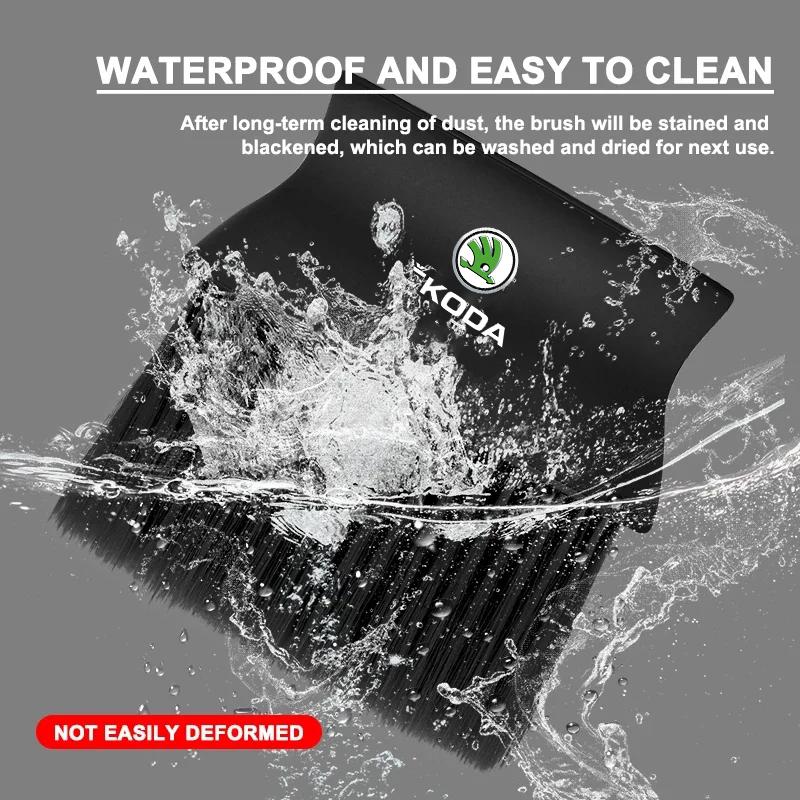 HIAQ2 1PC Car Dedusting Brush Air Outlet Cleaning Brush For Skoda Octavia Fabia Superb Scala Rapid Kodiaq Karoq Kamiq Enyaq Yeti VRS