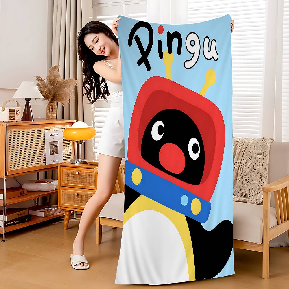 Pingu Cartoon Pingu Microfiber Printed Beach Towel Mountain Climbing Yoga Beach Swimming Running Absorbent Soft Towel