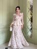 Цветочный весенний набор 2025: Элегантный топ с длинным рукавом и юбка