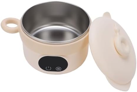 470ml Portable Stainless Steel Food Warmer, Wireless Electric Heated Lunch Box with Spoon & Fork, Cream