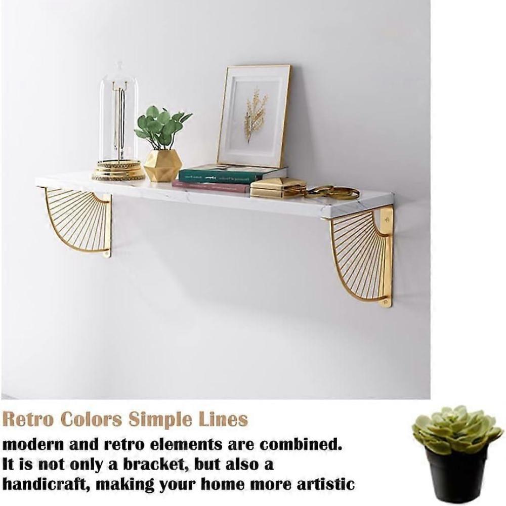 Набор из 2 настенных кронштейнов для полок 200 мм из нержавеющей стали Кронштейн-консоль Настенный кронштейн Железная настенная полка Кронштейны для полок Кронштейны (Золото)