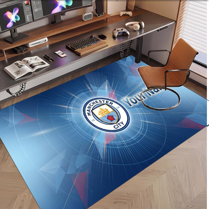 Personalized Crystal Velvet Carpet Manchester City Pattern Non Slip Floor Rug