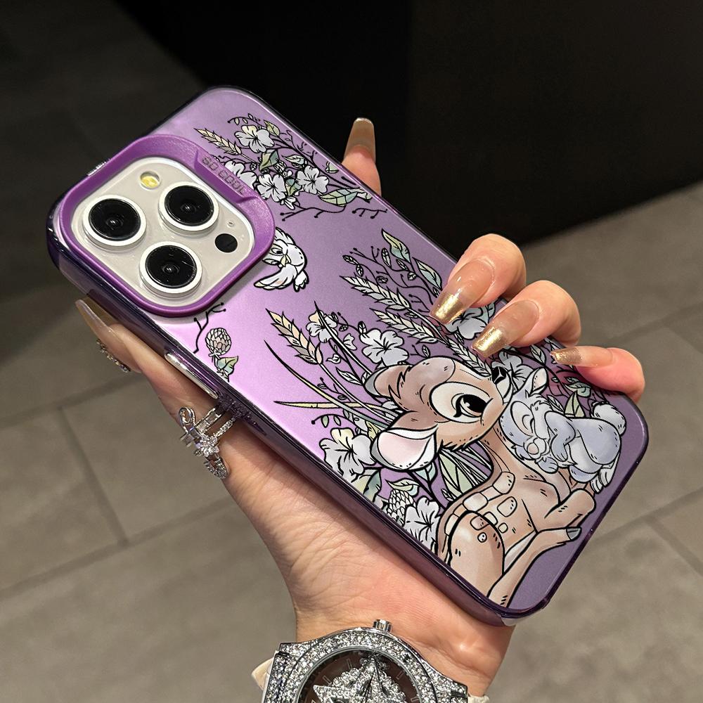 Cute Bambis Deer Phone Case for iPhone 17 Air 16 16e 15 14 Plus 13 12 11 Pro Max X Xs XR 8 Colorful Silver Hard Cover