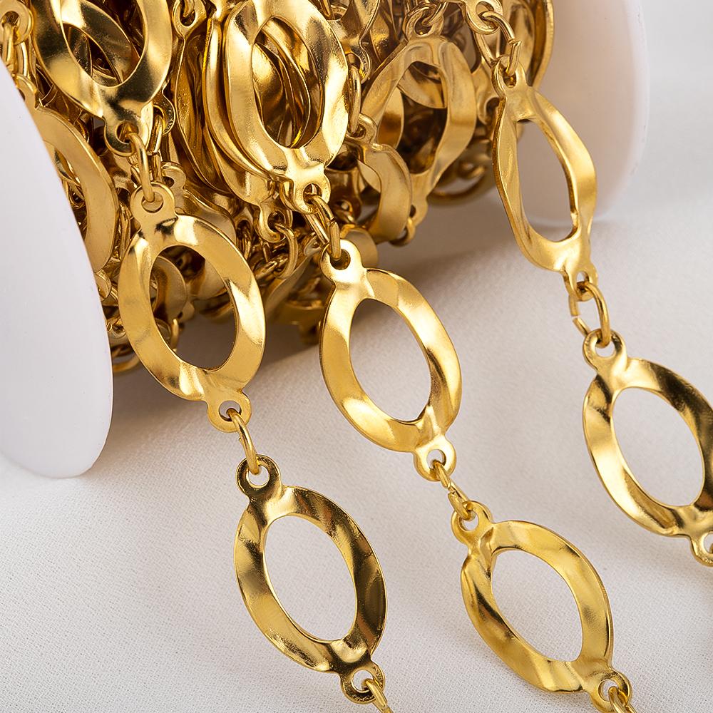 1Meter PVD Plated Stainless Steel 11x21.5mm Big Hole Circle Chains Jewelry Making Link Chain DIY Necklaces Bracelets Wholesale
