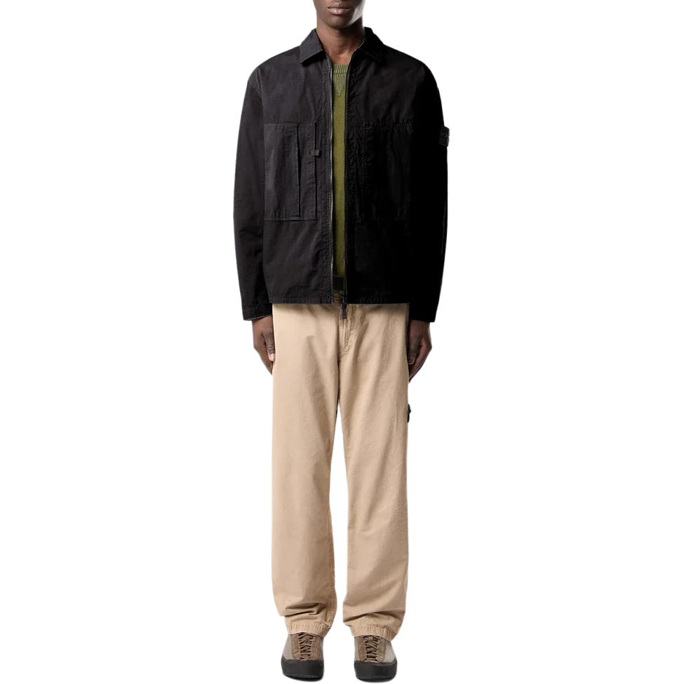 Stone Island Solid Color Pocket Zip Long Sleeve Shirt Men shirts L1S151200005S0298V0029