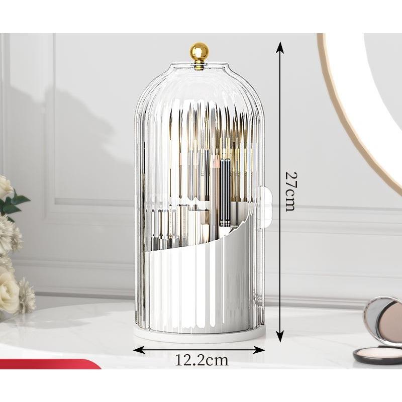 Вращающийся на 360° держатель кистей для макияжа с крышкой, роскошный косметический органайзер, губная помада, держатель для карандашей для бровей, коробка для хранения теней для век