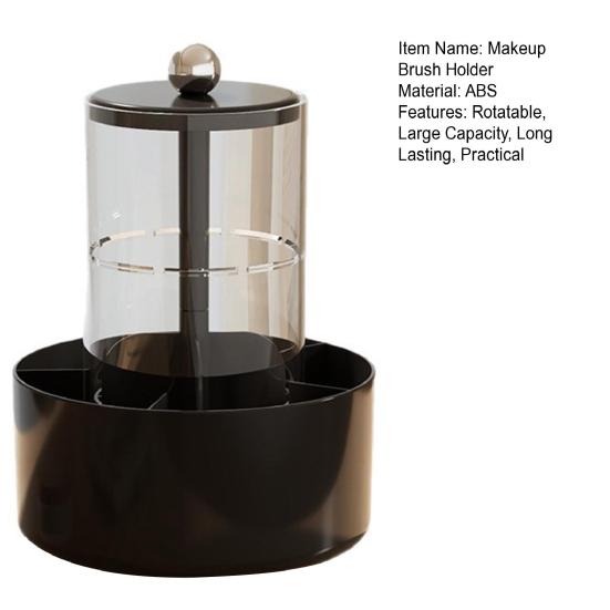 Makeup Brush Holder Dustproof 360-Degree Rotatable Press Type Multi-grid Makeup Brush Organizer Storage Tube