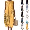 Women's Fashion Casual Sleeveless Round Neck Floral Print Elegant Temperament Dress