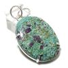 Ruby Fuchsite Lab-Created Handmade 925 Sterling Silver Pendant 2.09" w5M81
