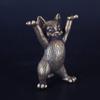 Cute Brass Metal Kung Fu Cat Figurine Antique Copper Finish Decorative Cartoon Animal Miniatures Sculptures Statues Home Decor