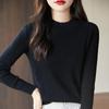 Women's Uneven Stripe Ribbed Cotton Knit Sweater - Half-High Neck Autumn/Winter Inner Layer Top