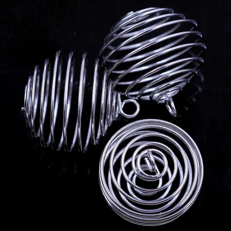 Pendants Lantern Spring Spiral Beads Cages Silver Tone For Necklace Women Men Fashion Jewelry DIY Finding Charms 35mm