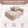 Comfortable Chaise Longue Sofa, No Assembly Required, Sofa with Cushion, Side Pockets for Remote Control and Mobile Phone, Neat and Stylish, Khaki