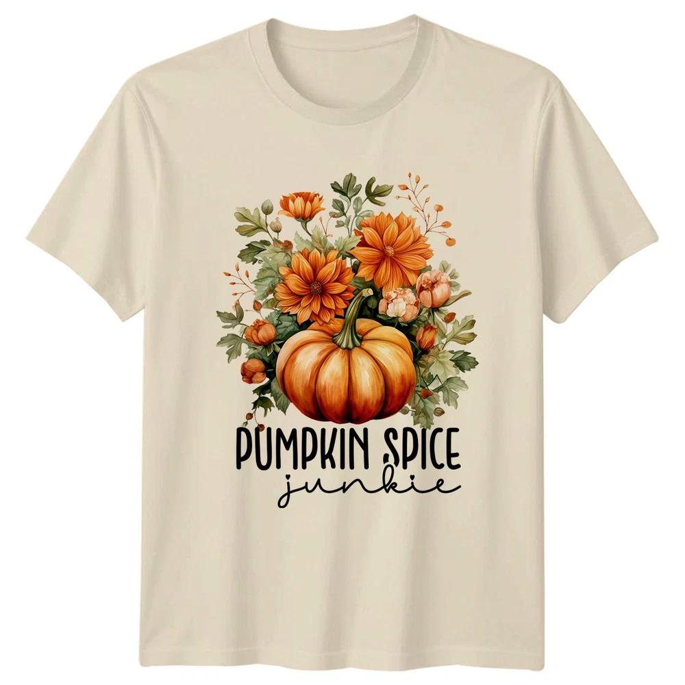 Pumpkin Spice Junkie Unisexs TShirt Floral Pumpkin Fall Fall Gift For Her