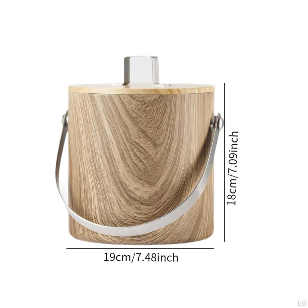 Ice Bucket Beer with Lid and Tong Multipurpose Metal Beverage Tub Drink Cooling for