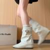 Removable belt buckle~ Stacking boots women's autumn new inner height increase and thin round head medium tube fashion boots