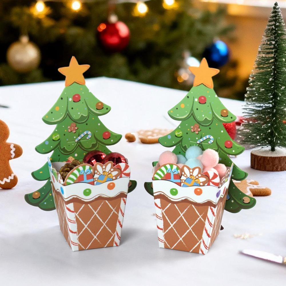 10PCS Cartoon Santa Xmas Tree Christmas Gift Boxes Party Decorative Boxes Holiday Ornament