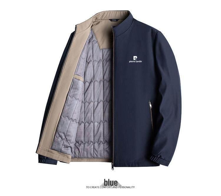 Pierre Cardin Men's Stand-Up Collar Cotton Jacket, Dad Style, Thickened for Autumn/Winter 2025.