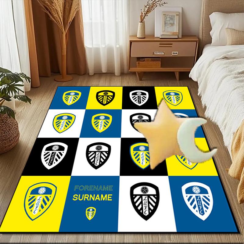 Leeds United Crest Design Rug Game Carpet, Floor Mat for Bedroom Living Room Entryway Rug, Home Decor Idea Gift for Christmas birthday