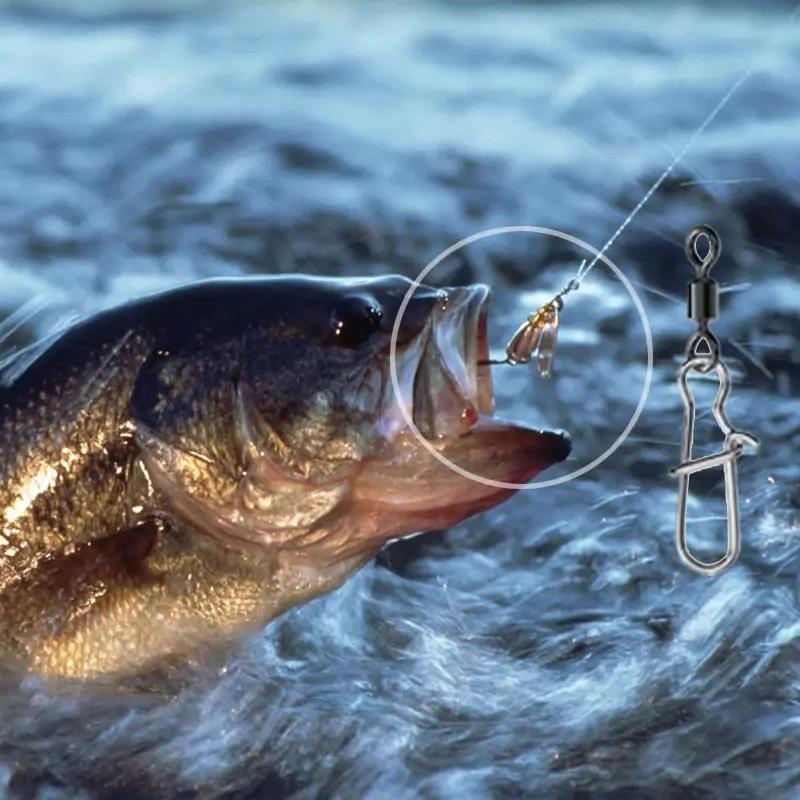 50 шт/коробка Рыболовный соединитель Штифт 4# 6# 8#10#12# Вертлюг с застежкой Рыболовный крючок Вертлюги на шарикоподшипниках Застежки Соединители для быстрого соединения Аксессуары