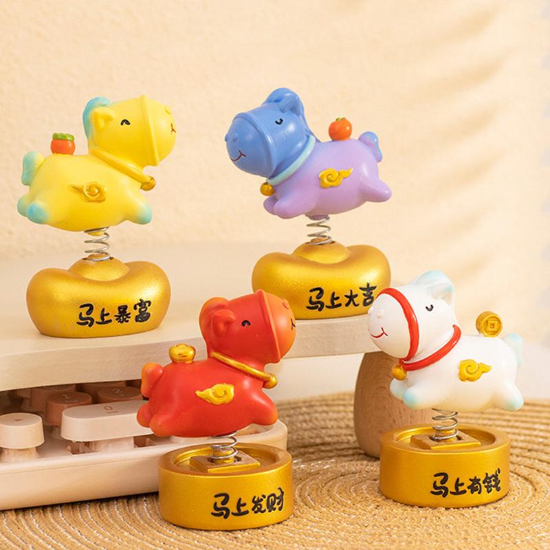 Creative Zodiac Horse Ornament Lucky Traditional Home Statue Ingot Can Be Rotated Home Decoration Office Desktop Decoration