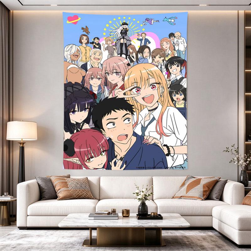 My Dress-Up Darling Anime Group Visual Pink Sky Marin Gojo Characters Art
