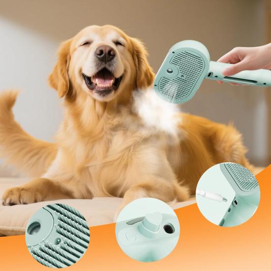 Cat Steam Brush 3 In 1 Self Cleaning Pet Grooming Tool Loose Hair Removal Dog Brush Anti-Static Reduces Shedding for Long Short Hair Pets