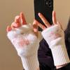 Plush Half Finger Gloves Soft Knitted Gloves Cute Fingerless Gloves  Winter