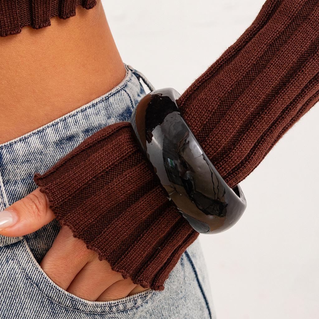 Винтажный круглый браслет-манжета из смолы с шармами для женщин, модная бижутерия, акриловый широкий геометрический браслет для вечеринки для девочек