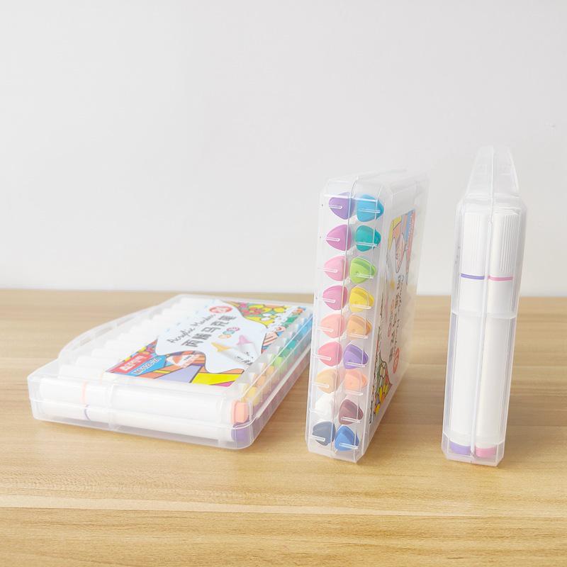 Multicolor Triangular Barrel Acrylic Markers for Students and Kids - Set of 12-60