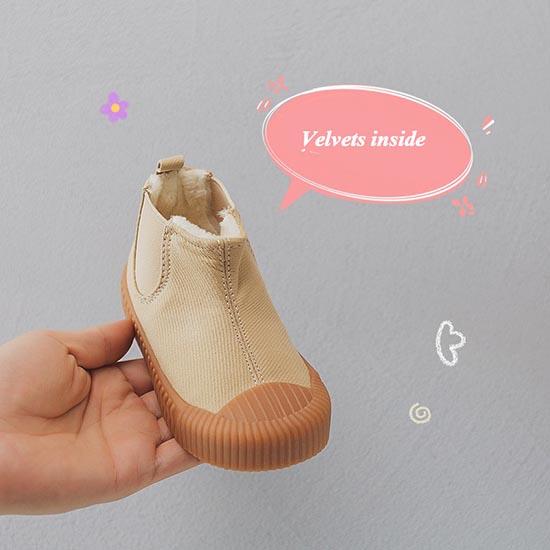 Children High-top Canvas Shoes Baby with Cotton Warm Soft Bottom Cute Biscuit Shoes Spring & Autumn Boys Girls School Canvas