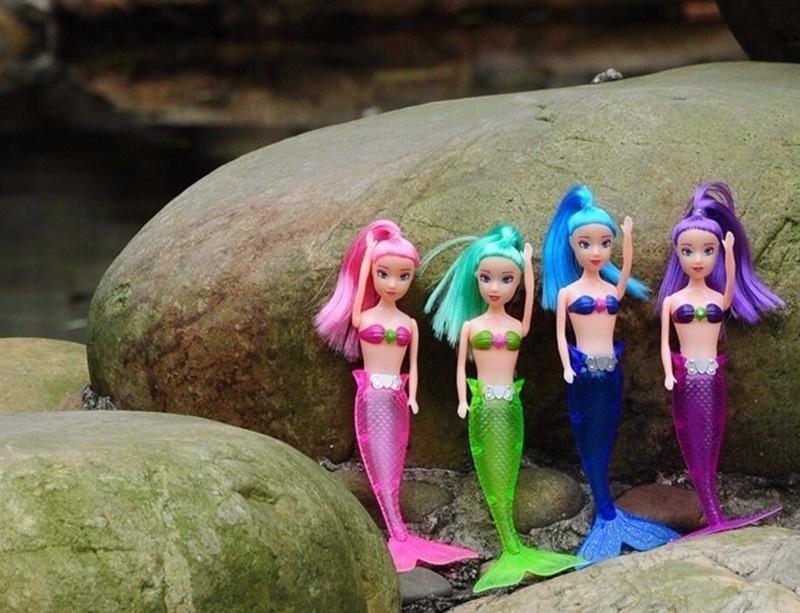 1 шт. Водонепроницаемая светодиодная кукла-русалка Prinsess для девочек, игрушка для ванны, спа, бассейна