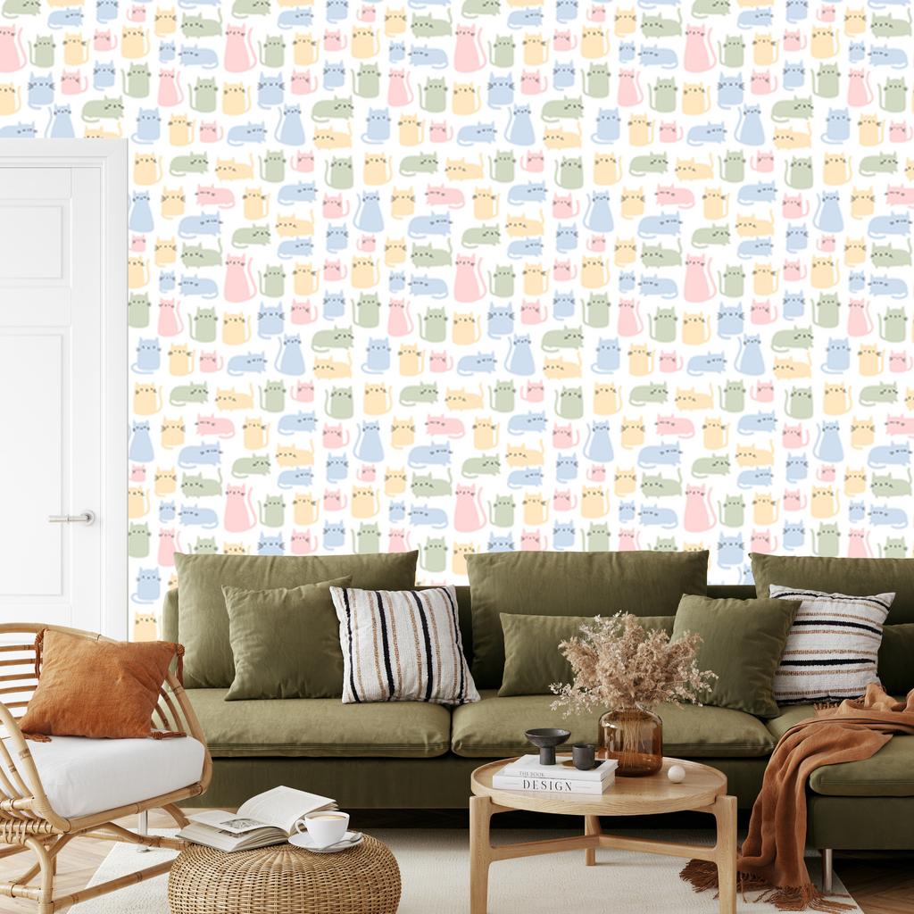 Colorful kittens wallpaper for living room and bedroom 50x1000
