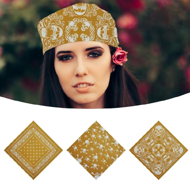 21'' Повязка на голову Рэпер Головной платок Бандана для волос Гладкие тюрбаны Узор черепа