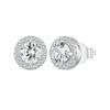 BAMOER Platinum Plated Halo CZ Stud Earrings 925 Sterling Silver Hypoallergenic Classic Elegant Earrings Fashion Jewellry