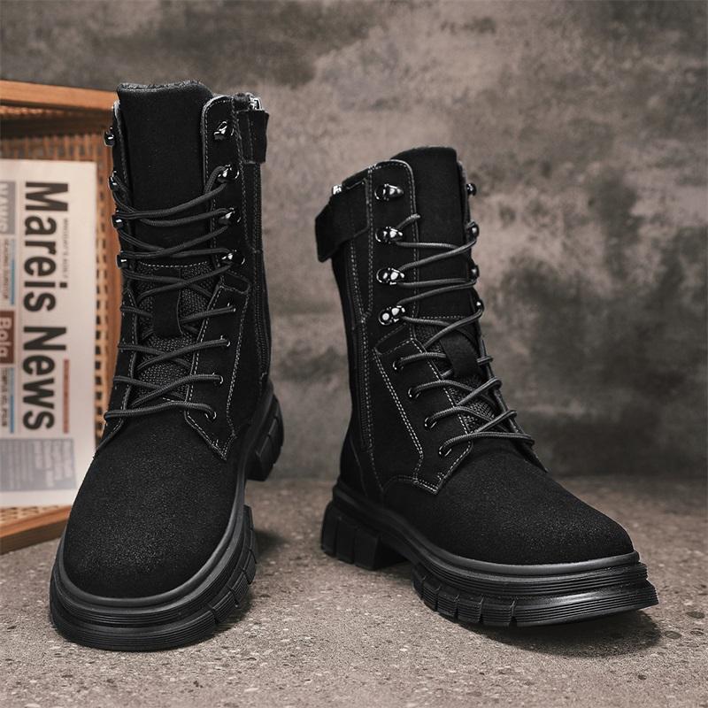 Fashion Stylish Winter Men Ankle Boots Autumn High Quality Sneaker Leather Plush Snow Desert Boots Work Shoes Men Outdoor Snow Boots