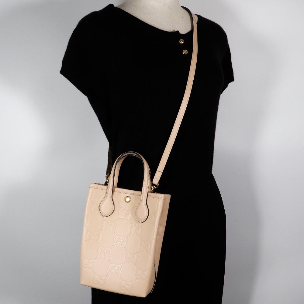 GUCCI Super mini bag Handbag 790133 2WAYShoulder Jumbo GG beige leather Women Used
