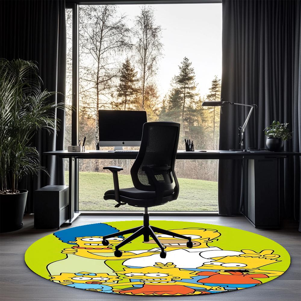 The Simpsons Printed Round Rug Carpet Chair Rug Area Rug Entryway Doormats,for Office Chair Living Room Bedroom Kitchen Room.