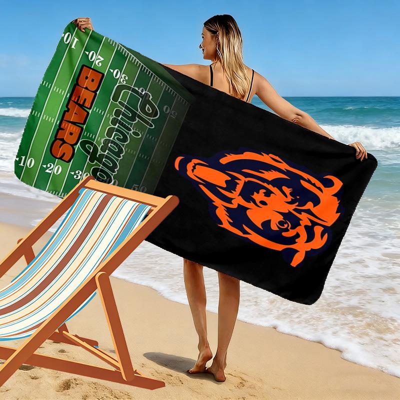 Пляжное полотенце с принтом Chicago Bears, большое, мягкое, быстросохнущее, для пляжа, кемпинга, плавания