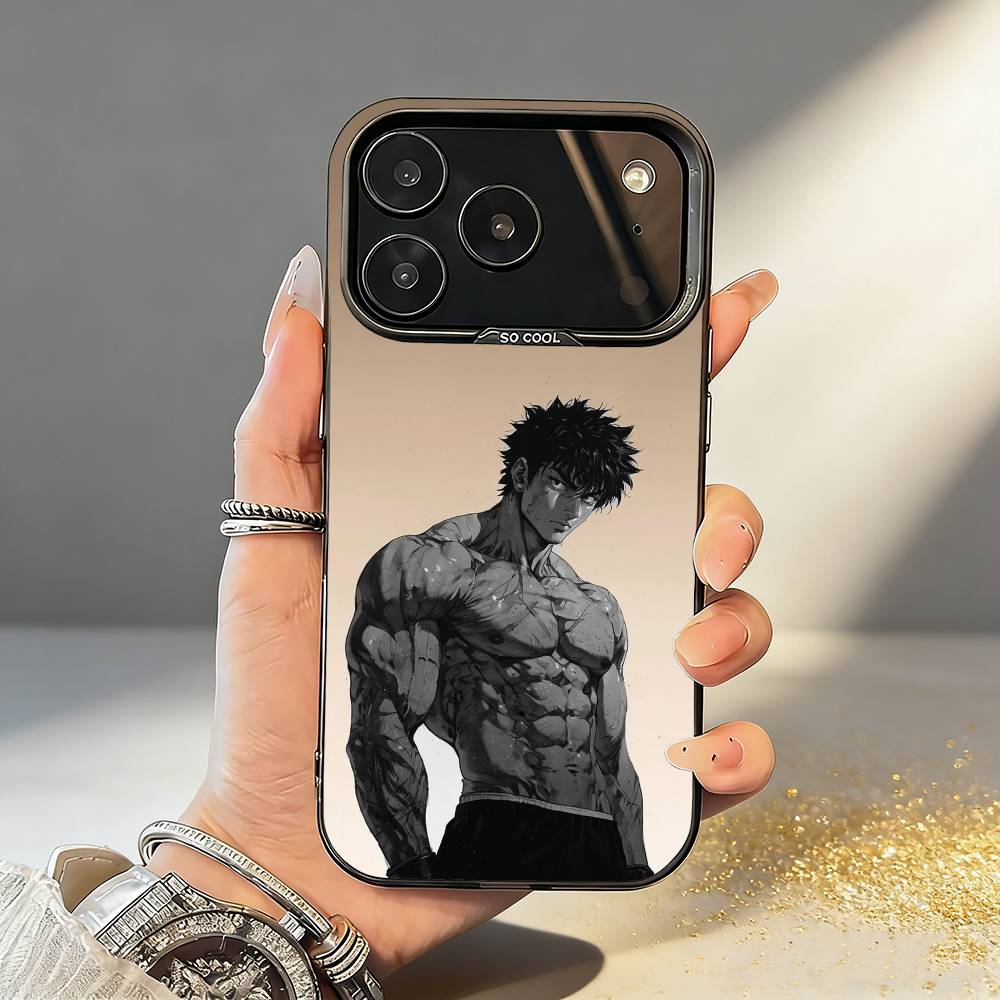 Чехол для телефона с аниме B-Baki H-Hanma Для iPhone17,16,15,14,13,12,11,Pro,MAX Белый Матовый Ударопрочный Чехол