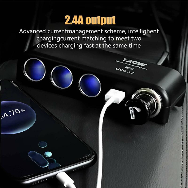 4 Way Multi Socket Car Cigarette Lighter Splitter USB Charger Adapter 12V 24V