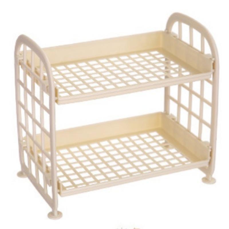 Креативная двухслойная полая пластиковая стойка, многофункциональный настольный кухонный органайзер, двухслойная полка для хранения косметики для ванной комнаты