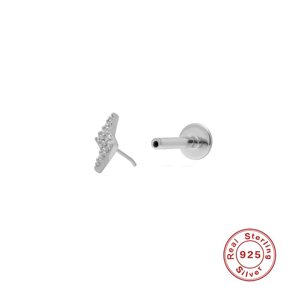 Серьги-гвоздики из стерлингового серебра S925 18G с плоской головкой, без резьбы, проколотые серьги-гвоздики для хряща, плоские серьги-гвоздики для пуш-ап, серьги-гвоздики для ушной раковины