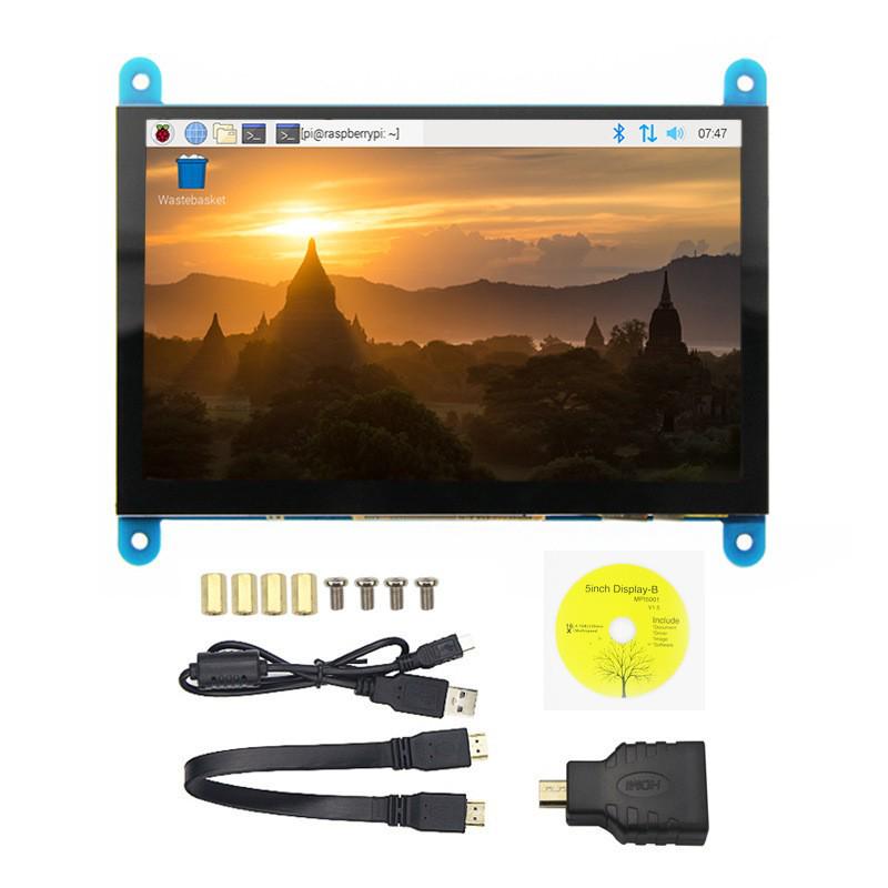 HDMI-сенсорный монитор 5 дюймов для Raspberry Pi 4B, разрешение 800x480, емкостный дисплей с 5 точками касания