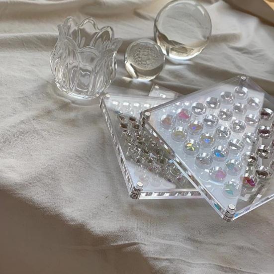 Акриловый органайзер для ногтей со стразами, сетка для хранения, легкий доступ, прозрачная коробка, инструмент, экологически чистые стразы для ногтей