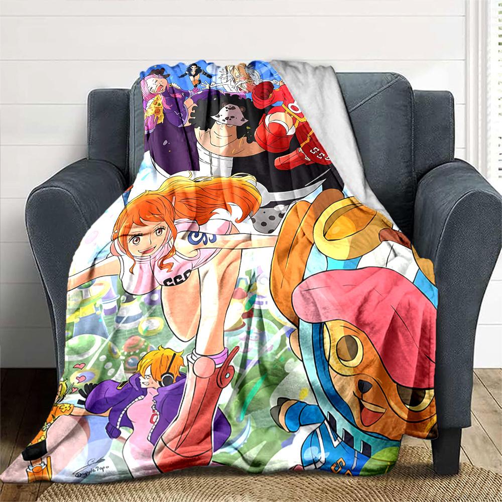 1 шт. Плед One Piece, Мягкий Фланелевый, Уютный на Все Сезоны, Полиэстер, Идеально для Дома, Офиса