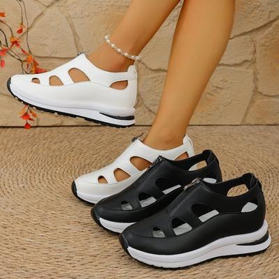 Новая повседневная обувь большого размера с вырезанными носками и сандалии на толстой подошве для женщин